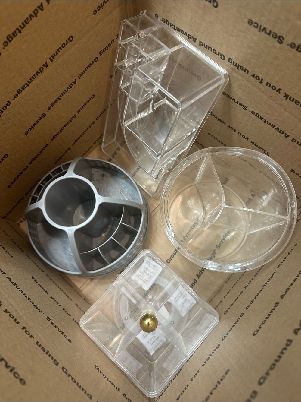 Clear and Gray Plastic Organizer Set - Electronics Accessories Holder